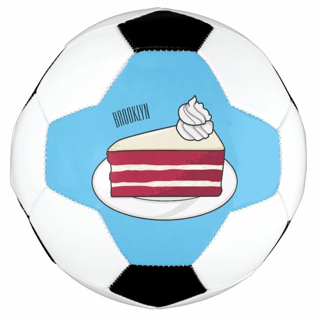 Red velvet cake cartoon illustration soccer ball (Front)