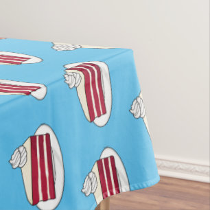 Red velvet cake cartoon illustration tablecloth