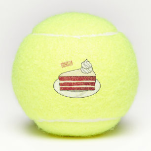 Red velvet cake cartoon illustration tennis balls
