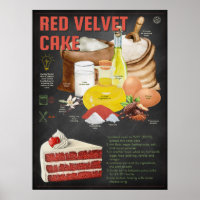 Red Velvet Cake Recipe Chalkboard Kitchen Art