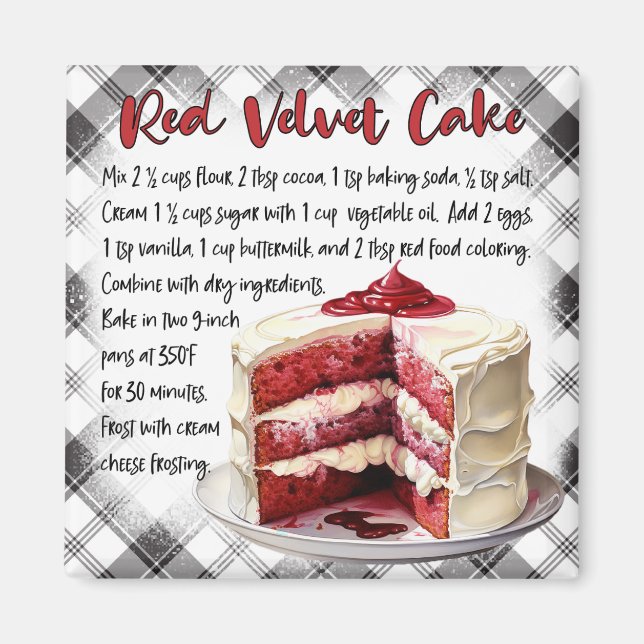 Red Velvet Cake Recipe Magnet (Front)