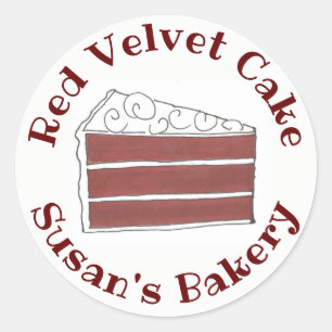 Red Velvet Cake Slice Personalised Bakery Baked By Classic Round Sticker