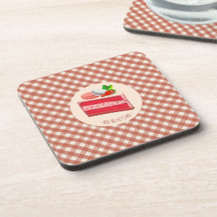 red velvet cake with strawberry cream cheese  coaster