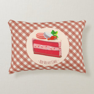 red velvet cake with strawberry cream cheese  decorative cushion