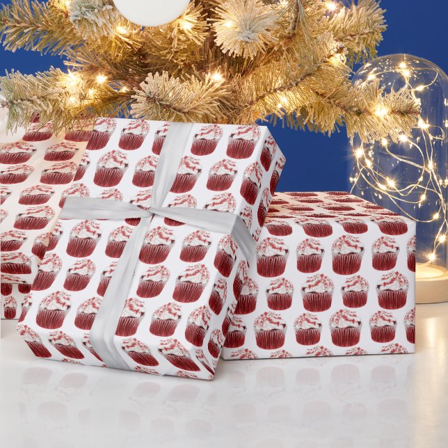 Red Velvet Cupcakes - White Wrapping Paper (Holidays)