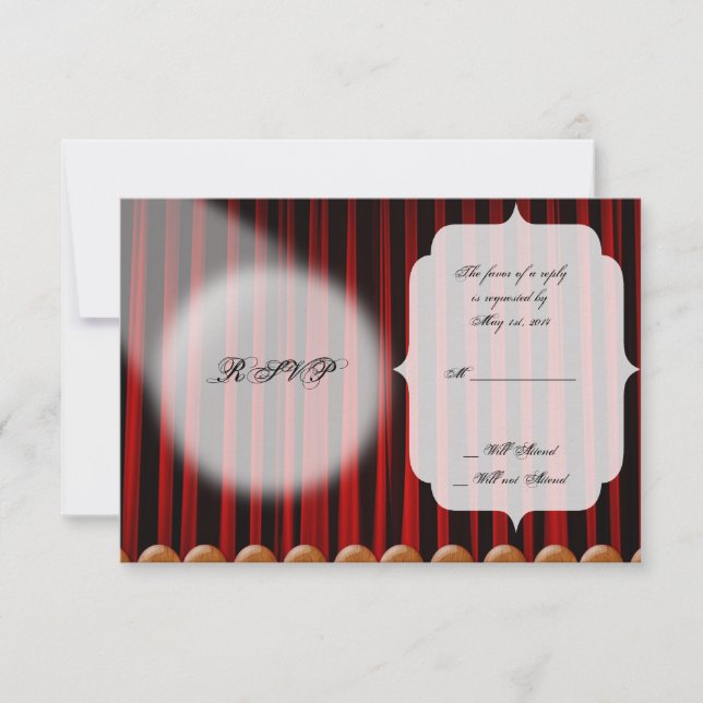 Red Velvet Curtain Stage Wedding Response Card (Front)