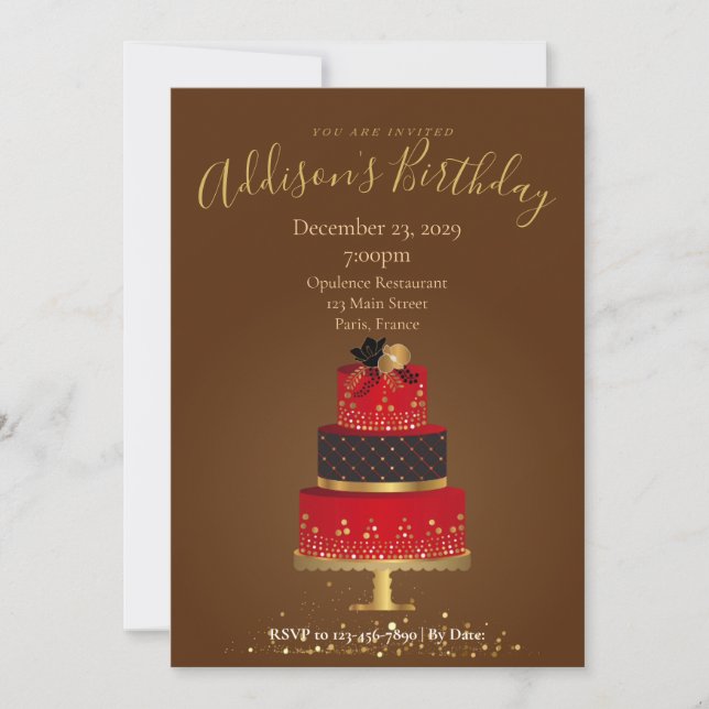 Red Velvet Custom Birthday Invitation Card (Front)