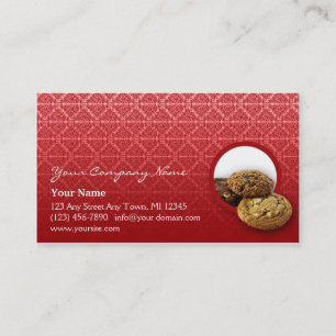 Red Velvet Damask Desserts Business Business Card