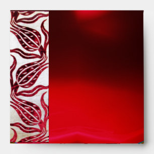 RED VELVET DAMASK TULIPS  Burgundy White Envelopes