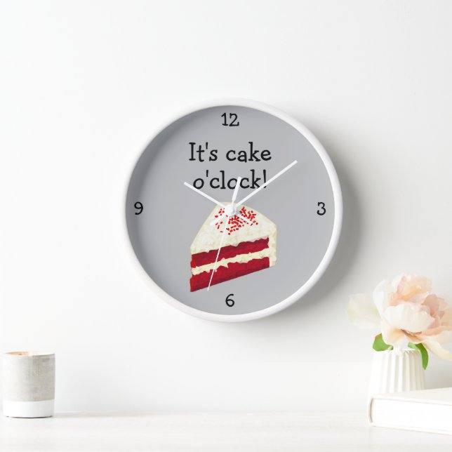 Red Velvet Flavour Sponge Cake O'Clock - Kitchen Clock (Home)