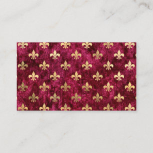 Red Velvet Fleur De Lis Mardi Gras Orleans Pattern Business Card