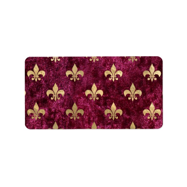 Red Velvet Fleur De Lis Mardi Gras Orleans Pattern Label (Front)