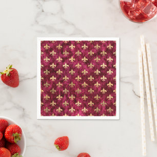 Red Velvet Fleur De Lis Mardi Gras Orleans Pattern Napkin