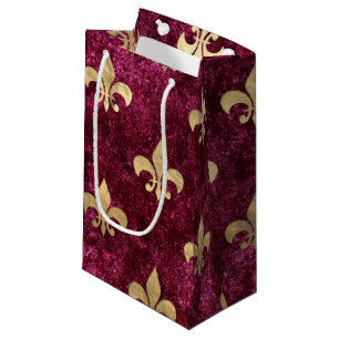 Red Velvet Fleur De Lis Mardi Gras Orleans Pattern Small Gift Bag