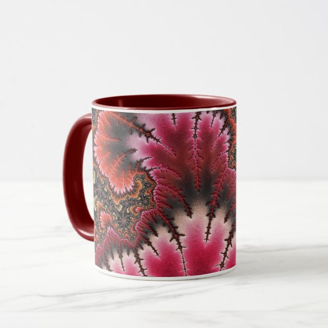 Red Velvet Fractal Art Nouveau Style Abstract   Mug (Front Left)