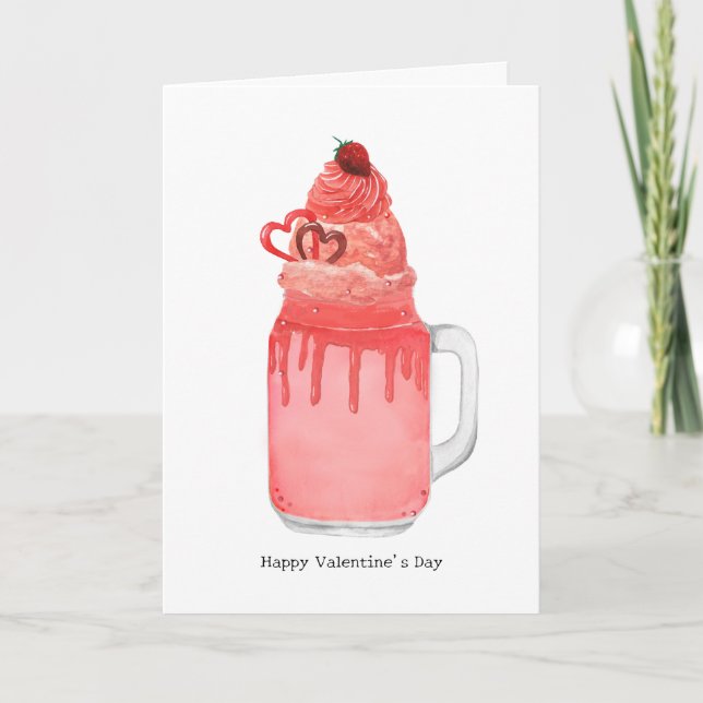 Red Velvet Milkshake I Love You Punny Valentine Card (Front)