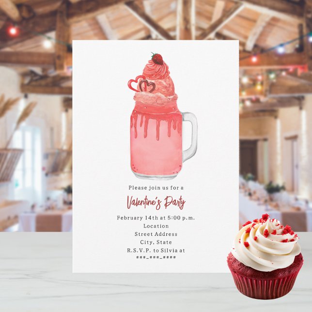 Red Velvet Milkshake Valentine's Party Invite (Creator Uploaded)