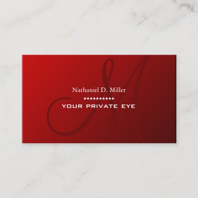 Red Velvet Monogram Business Card (Front)