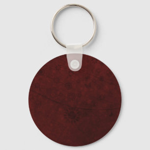 Red Velvet Retro Flowers and Butterflies Abstract Key Ring