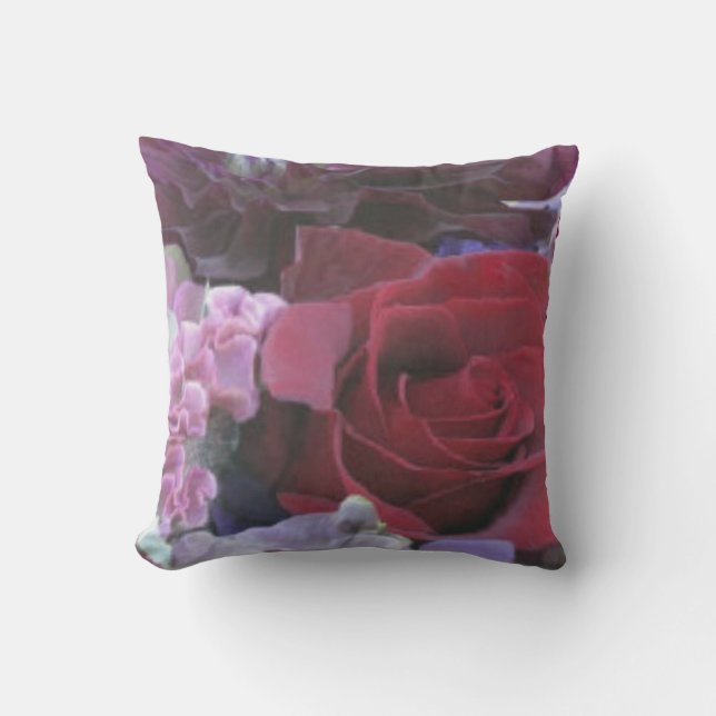 Red Velvet Rose Throw Pillow (Front)