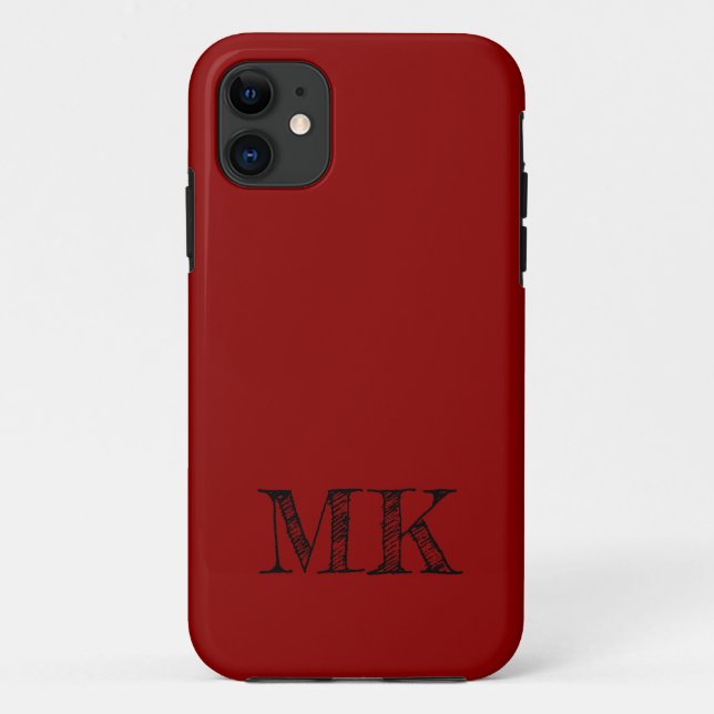 Red Velvet Solid Colour | Minimal Initial  Case-Mate iPhone Case (Back)