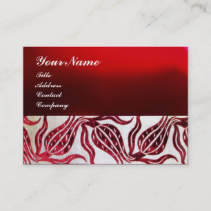 RED VELVET TULIP MONOGRAM Burgundy White Pearl Business Card
