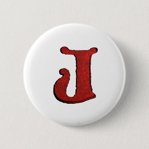Red Velvet Vampire Font Initial Buttons. 6 Cm Round Badge