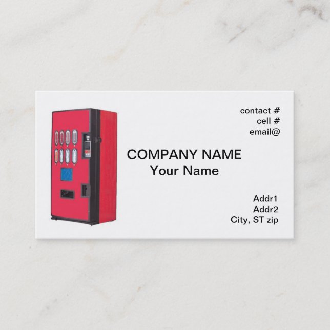 red vending machine business card (Front)