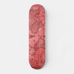 Red Version Antique World Map J Blaeu 1664 Skateboard