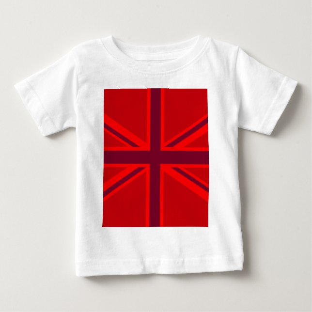 Red Version British Union Jack Decor Baby T-Shirt (Front)