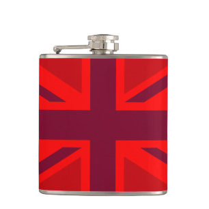 Red Version British Union Jack Decor Hip Flask