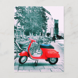 Red Vespa in Munich Postcard