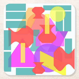 Red Vessels Square Paper Coaster
