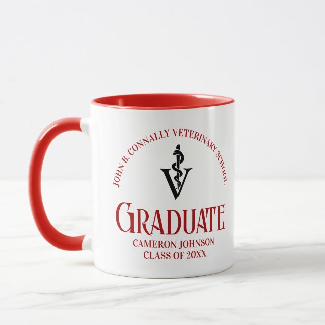 Red Veterinary School Graduation Custom Mug (Left)