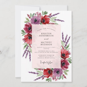 Red Vibrant Anemone Spring Wedding Invitation