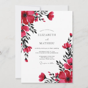 Red Vibrant Botanical Wedding Invitation