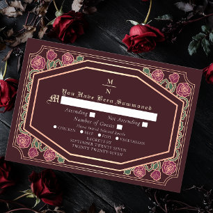 Red Victorian Gothic Roses & Thorns Wedding RSVP  Enclosure Card