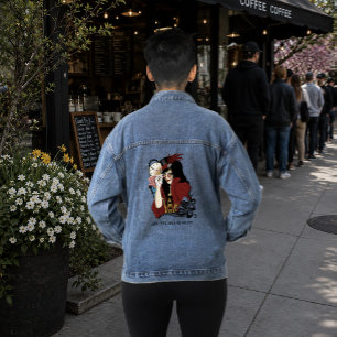 Red Victorian Steampunk Lady Vintage Octopus Denim Jacket