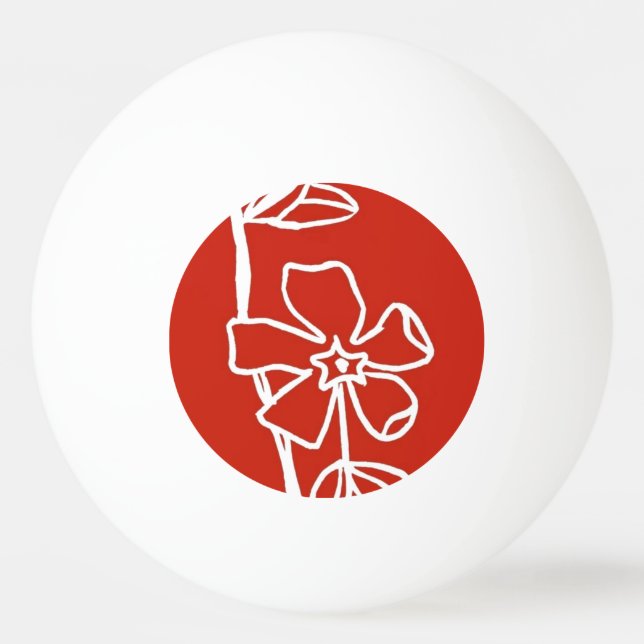 "Red Vinca" Floral Ping Pong Ball (Back)