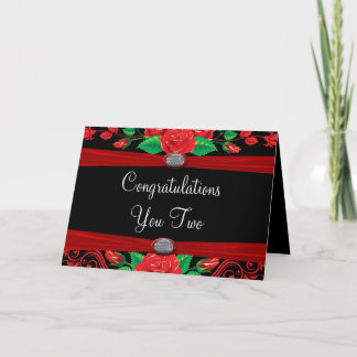 Red Vine Roses On Black Congratulations Card
