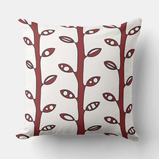 Red VINES Retro DESIGN Throw Pillow (Front)