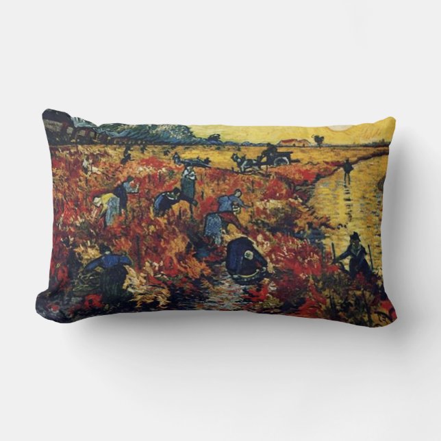 Red Vineyard, Vincent van Gogh Lumbar Cushion (Front)