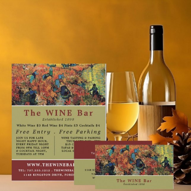 Red Vineyards, Van Gogh, Wine Bar/Winery Business Card (Creator Uploaded)