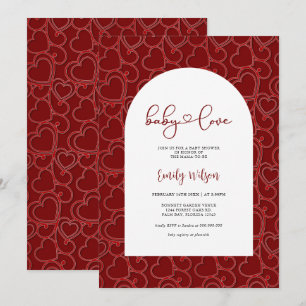 Red Vintage Baby Love Valentine's Day Baby Shower Invitation