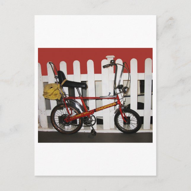 Red vintage bike  retro 1970s chopper postcard (Front)