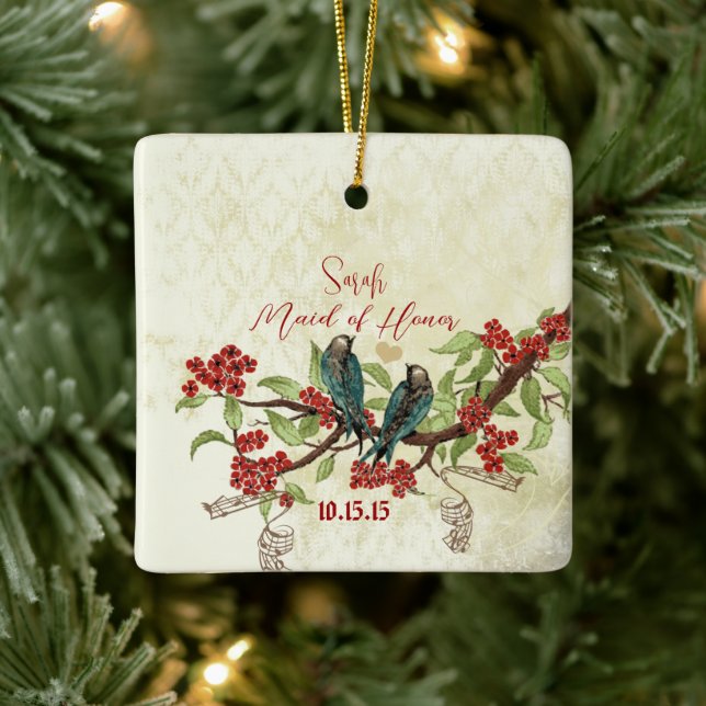 Red Vintage Bird Maid of Honour Ornaments (Tree)