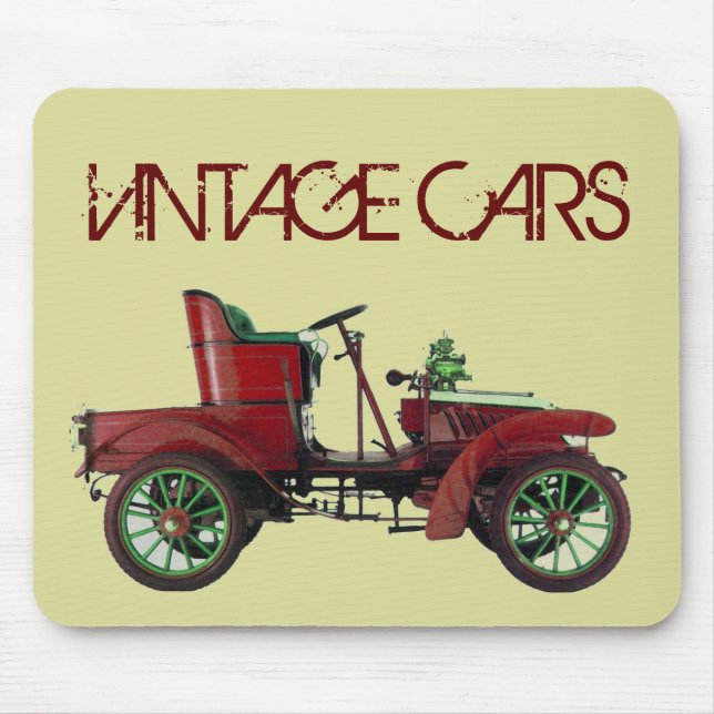 RED VINTAGE CAR,CLASSIC AUTOMOTIVE, Cream Mouse Pad (Front)