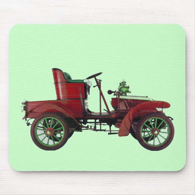RED VINTAGE CAR,CLASSIC AUTOMOTIVE Green Mouse Pad (Front)