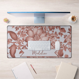 Red Vintage Chinoiserie Floral Desk Mat
