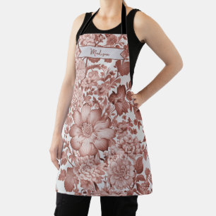 Red Vintage Chinoiserie Floral Personalised Apron